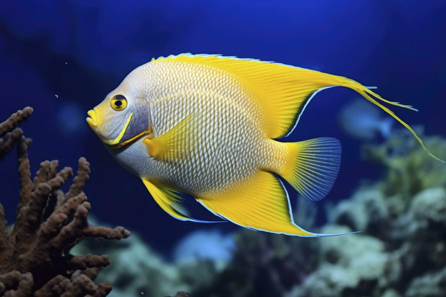 AI generated Beautiful angelfish in the ocean. AI Generated photo