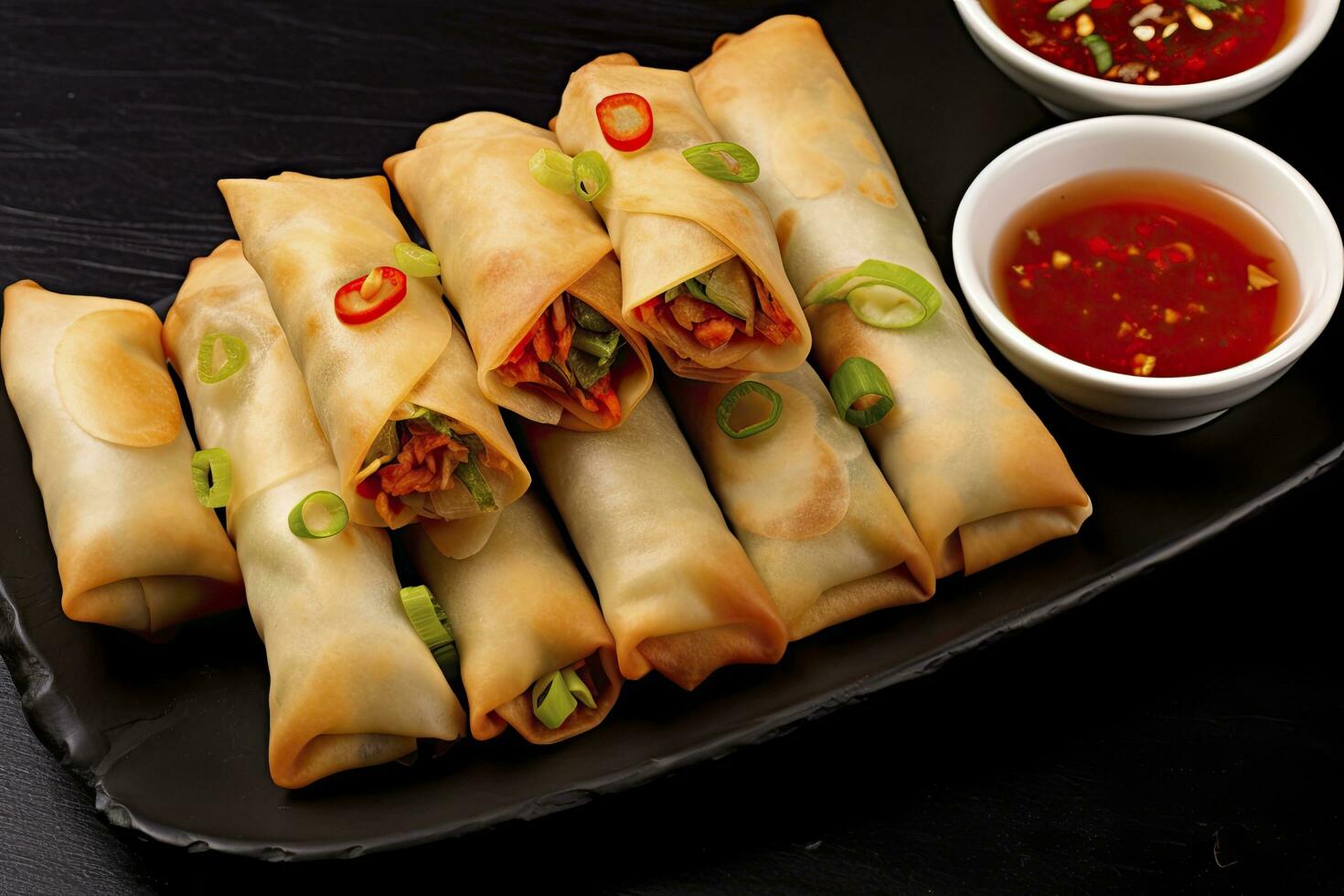 AI generated Egg rolls or spring rolls fried. AI Generated photo