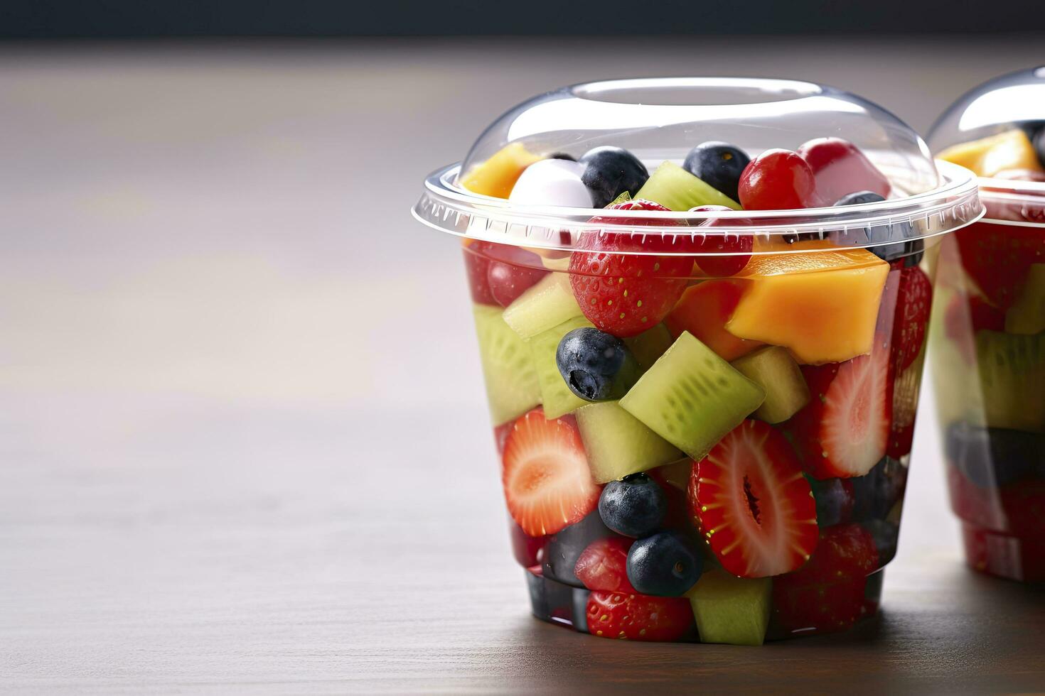 AI generated Fresh fruit salad to go with copy space. AI Generated photo