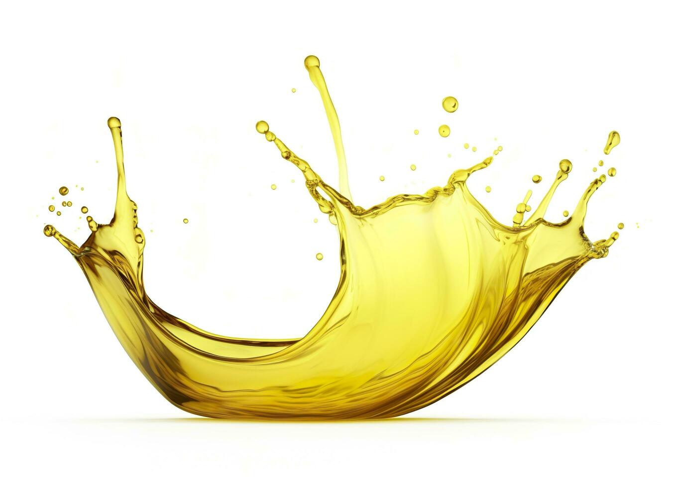 AI generated Olive or engine oil splash, cosmetic serum liquid isolated on white background. Generative AI photo