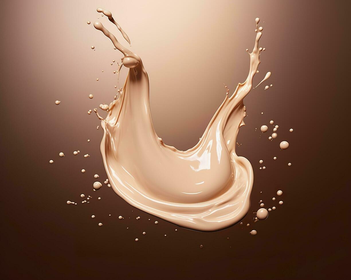 AI generated Liquid foundation splash element, fluid cosmetic cream 3d rendering. AI Generated photo