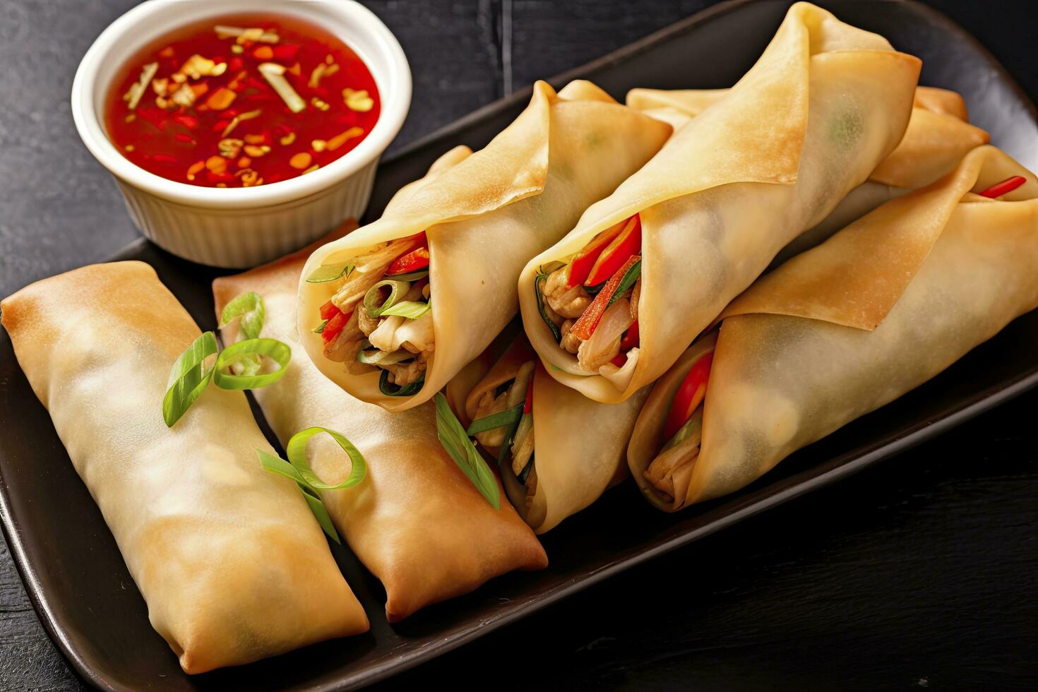 AI generated Egg rolls or spring rolls fried. AI Generated photo