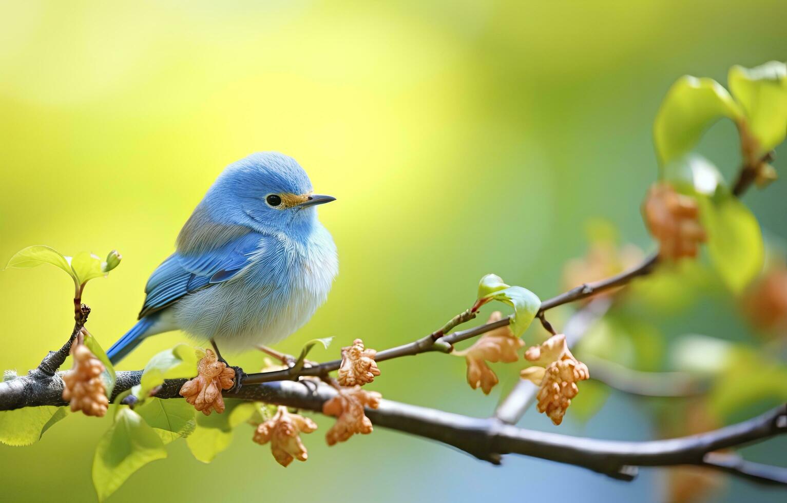 AI generated Cute little bird with a  nature background.  AI Generated. photo