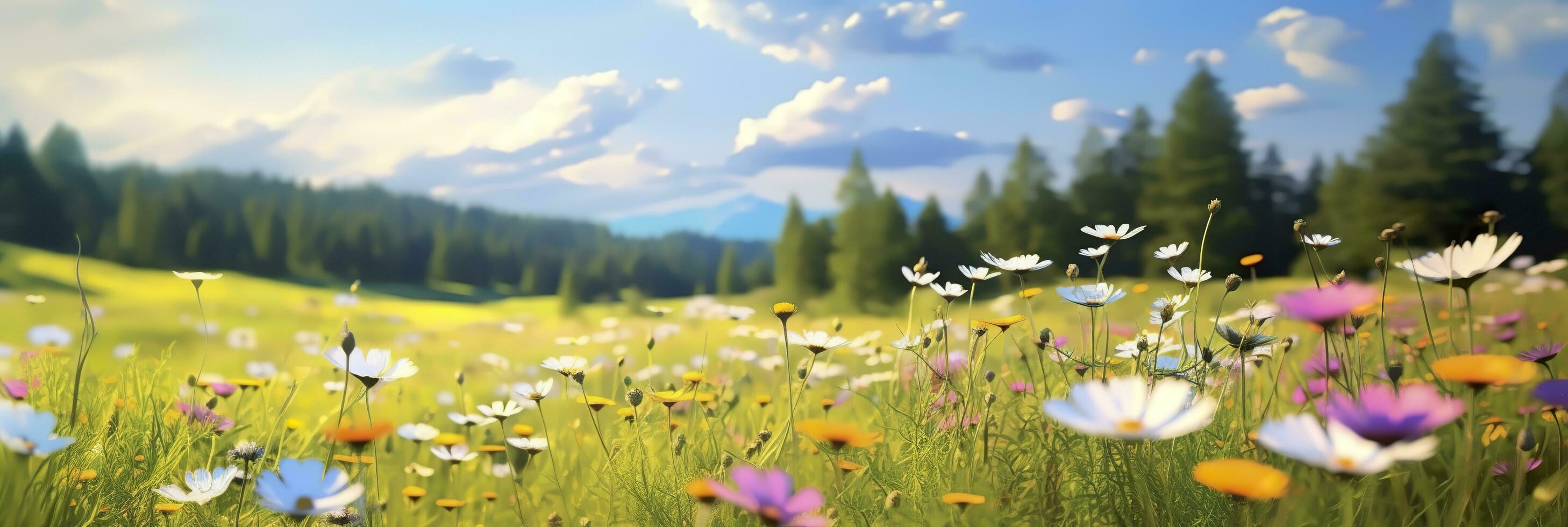 AI generated Idyllic Meadow on summer. AI Generated photo