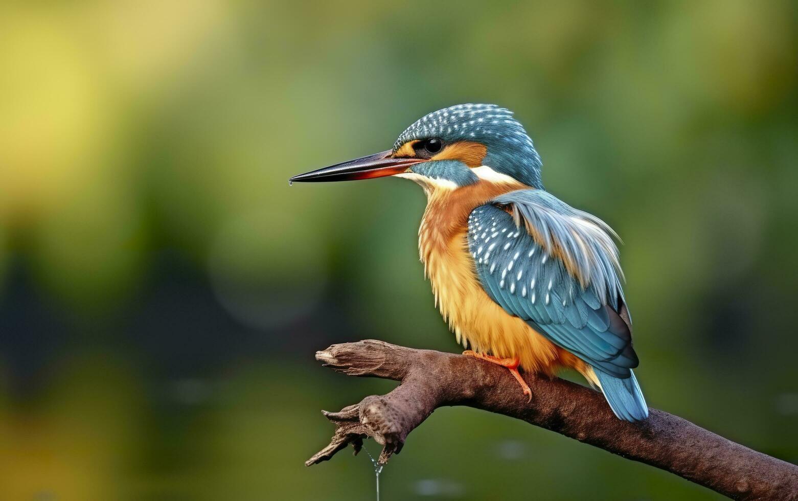 AI generated The common kingfisher wetlands bird colored feathers from different birds. Generative AI photo