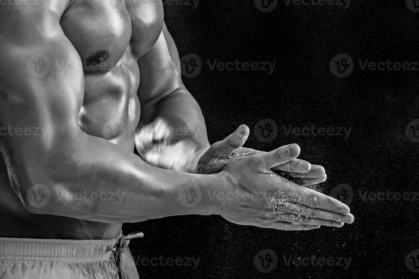 Preparing hands for lifting weights photo