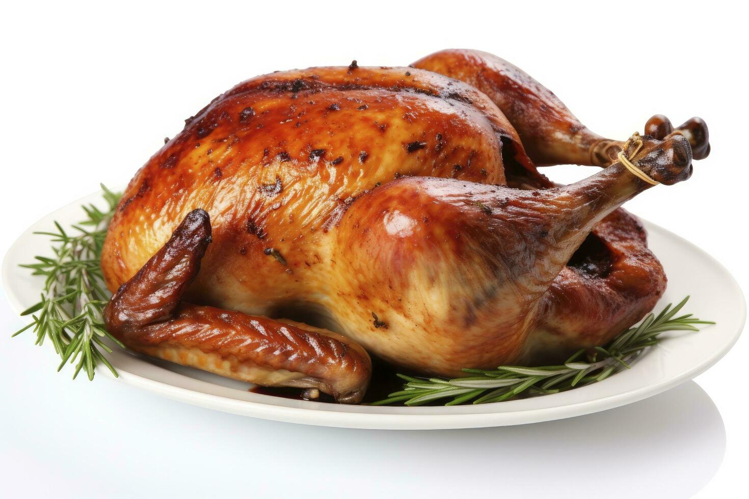AI generated Roasted chicken on isolated white background. AI Generated photo