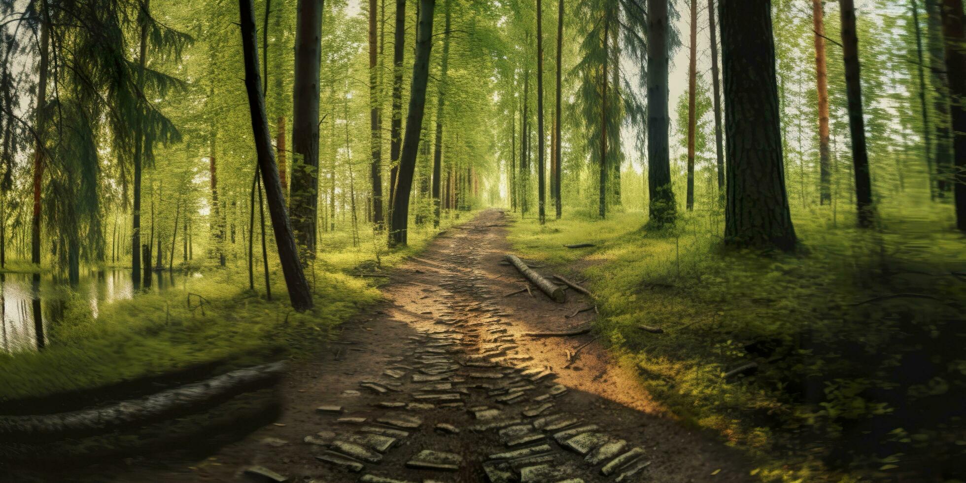 AI generated A road with Beautiful forest. AI Generated photo