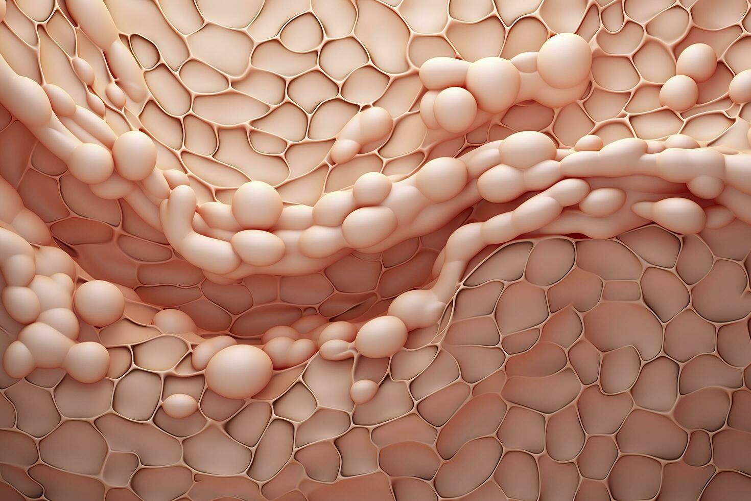 AI generated Saggy skin layer and skin cells, 3D rendering. Generative AI photo