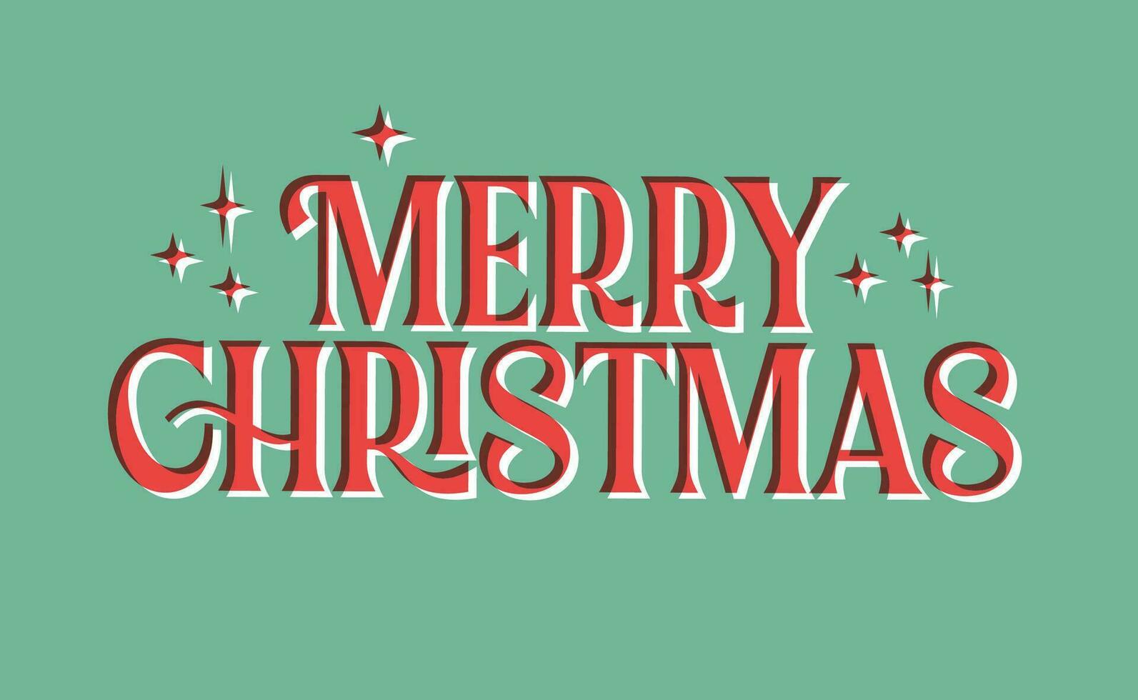 Merry Christmas lettering. Typography vector illustration. Vintage print effect.