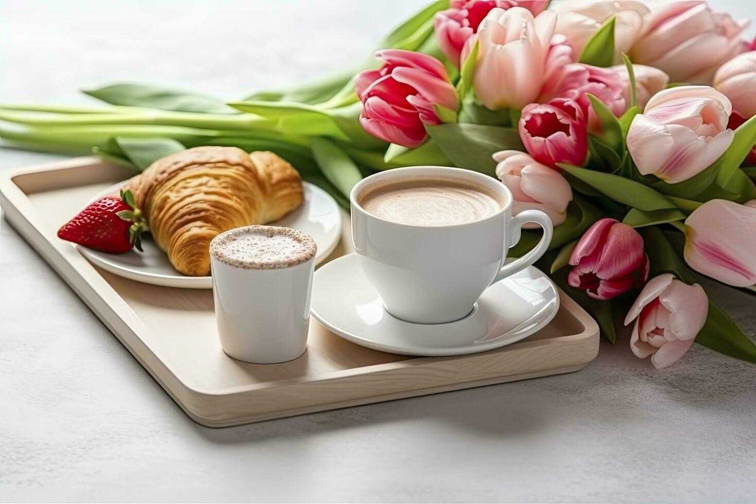 AI generated Happy mother's day, beautiful breakfast. AI Generated photo