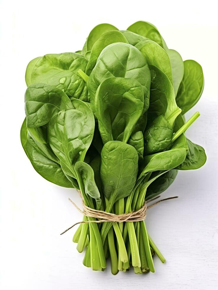 AI generated Bunch of spinach isolated on white background. photo