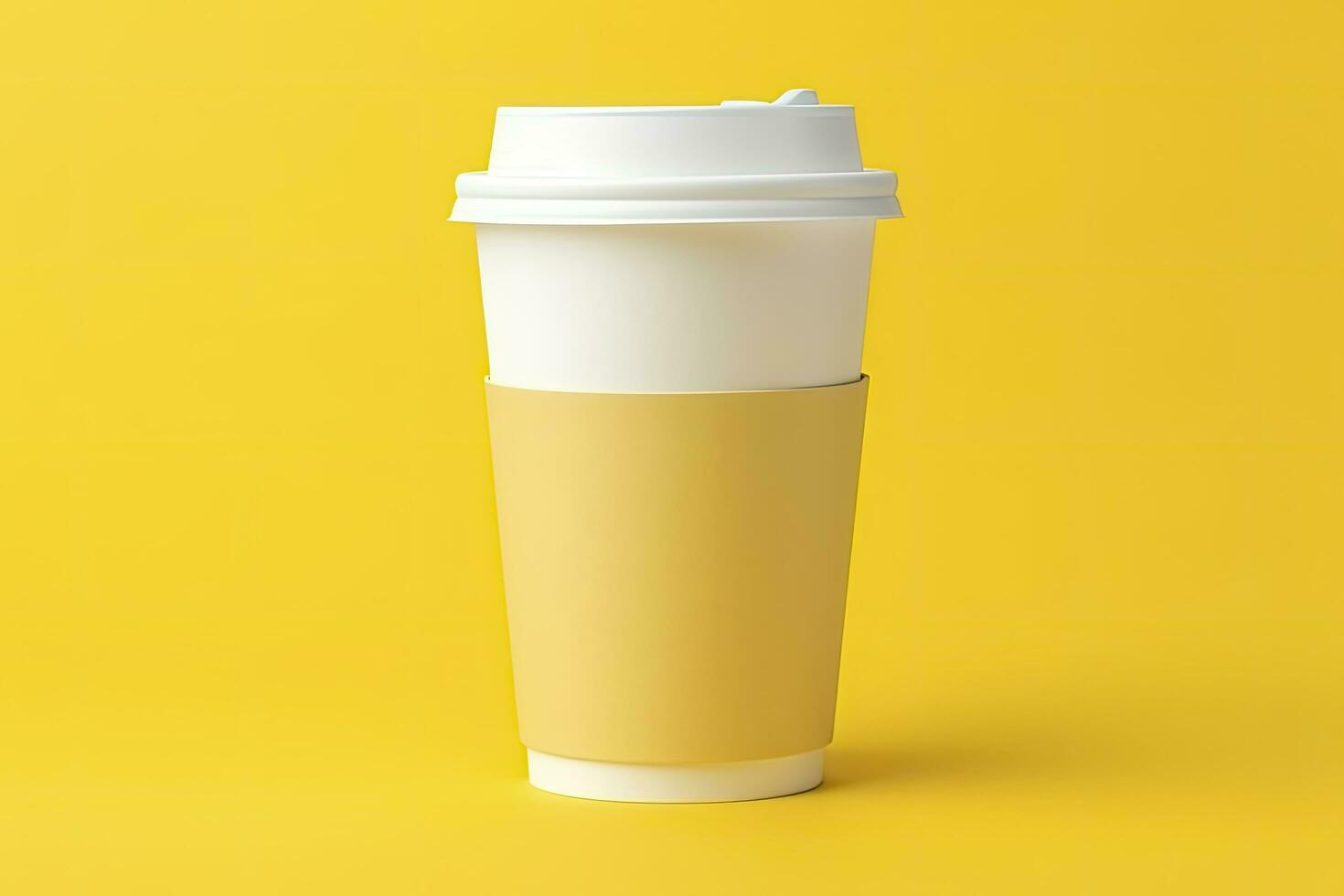 AI generated Blank coffee cup isolated on yellow background. AI Generated photo