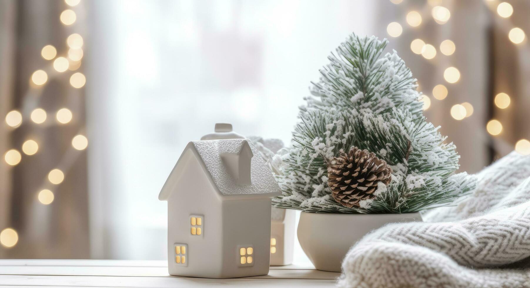 AI generated A cozy concept of festive home decoration for Christmas. AI Generated photo
