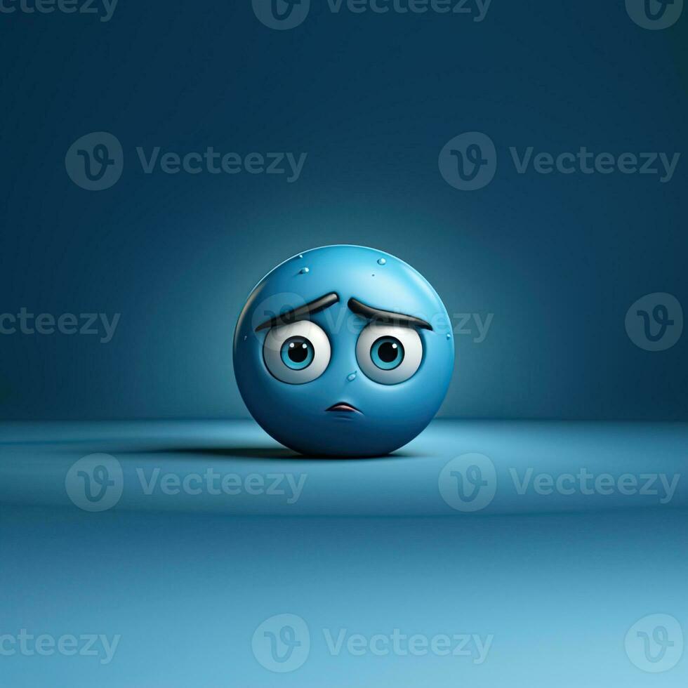 AI Generated Blue Monday 3d illustration with sad face photo