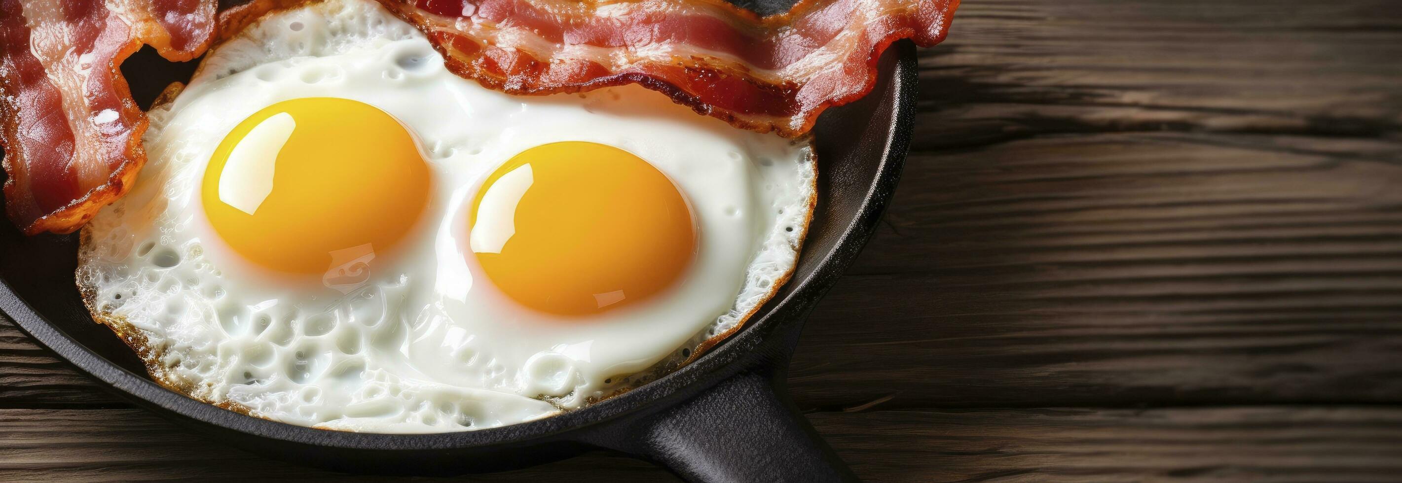 AI generated Fried eggs and bacon. AI Generated photo