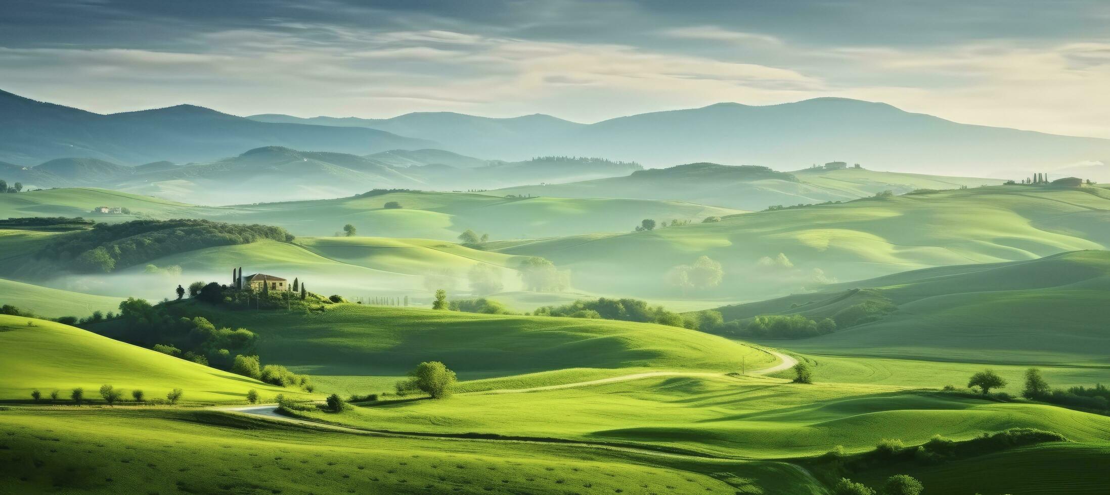AI generated Green hills . AI Generated photo