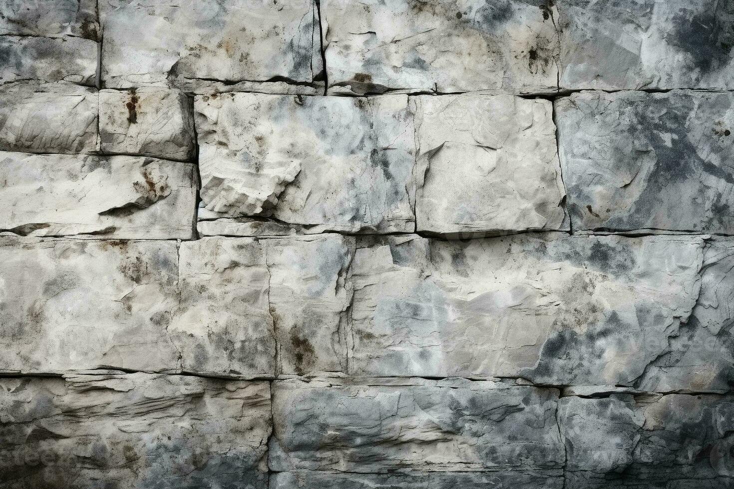 AI generated Gray grunge banner background. Abstract stone texture with bricks. Natural granite gray rock surface with copy space for design photo