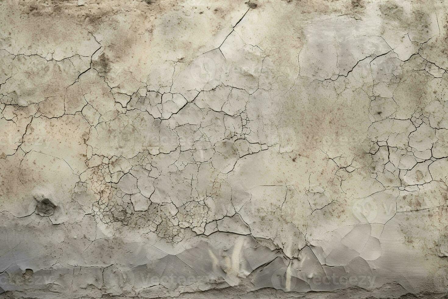 AI generated Rustic cracked concrete texture with weathered stains. Texture, background, pattern photo