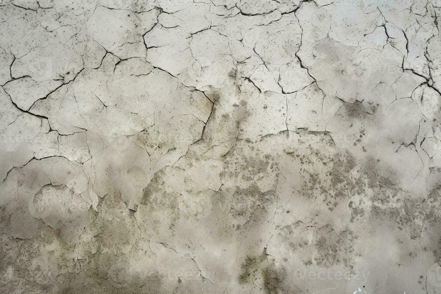 AI generated Rustic cracked concrete texture with weathered stains. Texture, background, pattern photo