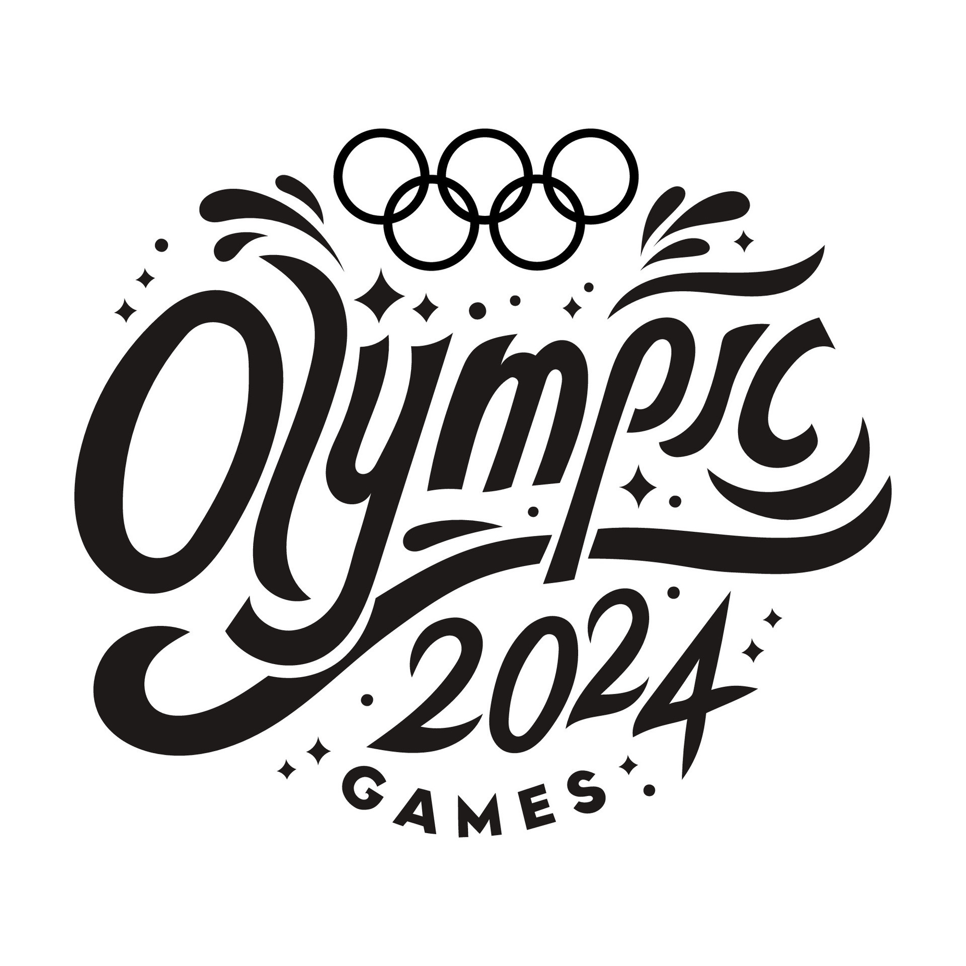Olympic Games 2024. Summer Olympic Games in Paris 2024. Black lettering