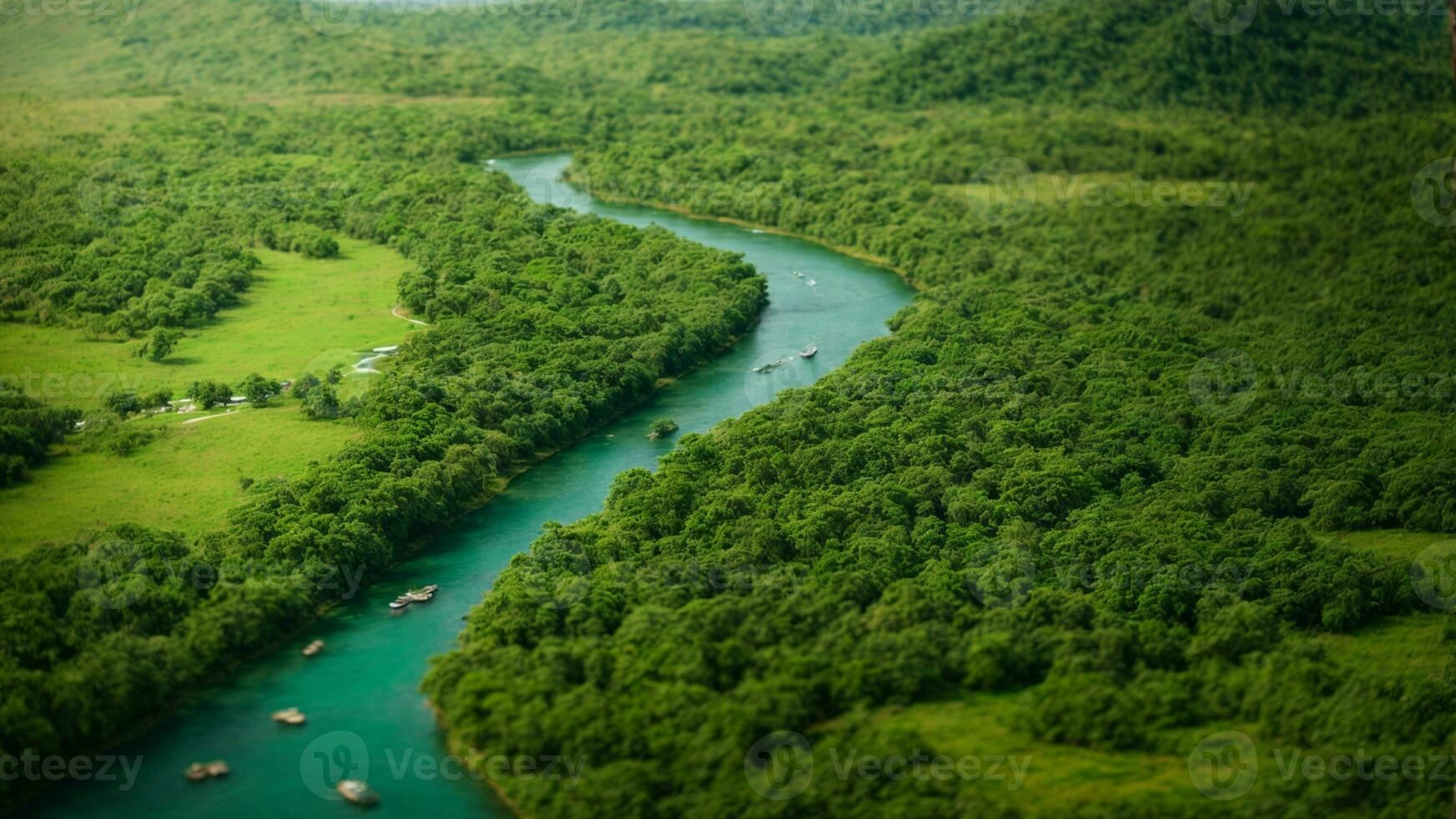 AI generated Create a detailed map of the absolute green tree nature background, highlighting key features, biodiversity hotspots, and the migratory routes of the colorful birds. photo