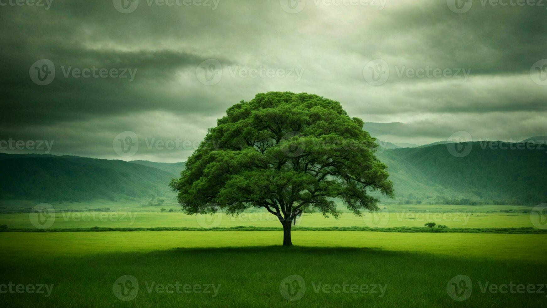 AI generated Explore the impact of climate change on the absolute green tree nature background, considering potential alterations in the ecosystem and the adaptive strategies of the flora and fauna. photo