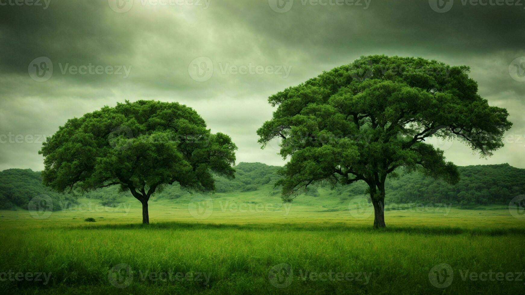 AI generated Explore the impact of climate change on the absolute green tree nature background, considering potential alterations in the ecosystem and the adaptive strategies of the flora and fauna. photo