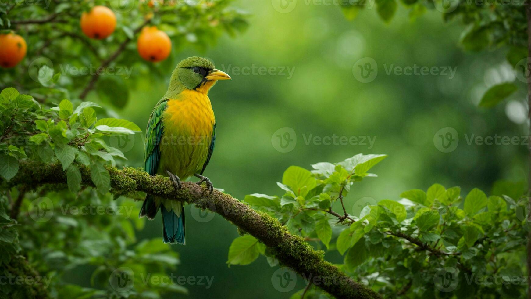 AI generated Explore the coevolutionary relationships between specific tree species and the colorful birds, highlighting how each has shaped the other's characteristics over time. photo