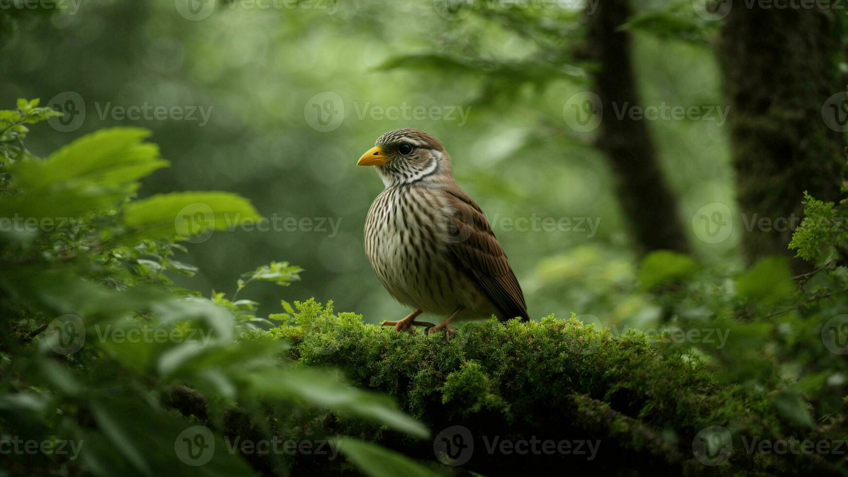 AI generated Develop a documentary script that follows the life cycle of a particular bird species, offering viewers an intimate glimpse into its interactions with the absolute green t photo