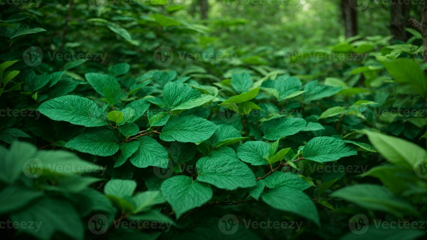 AI generated Describe the intricate interplay of emerald and jade hues in the leaves of the absolute green tree, emphasizing the subtleties of light and shadow. photo