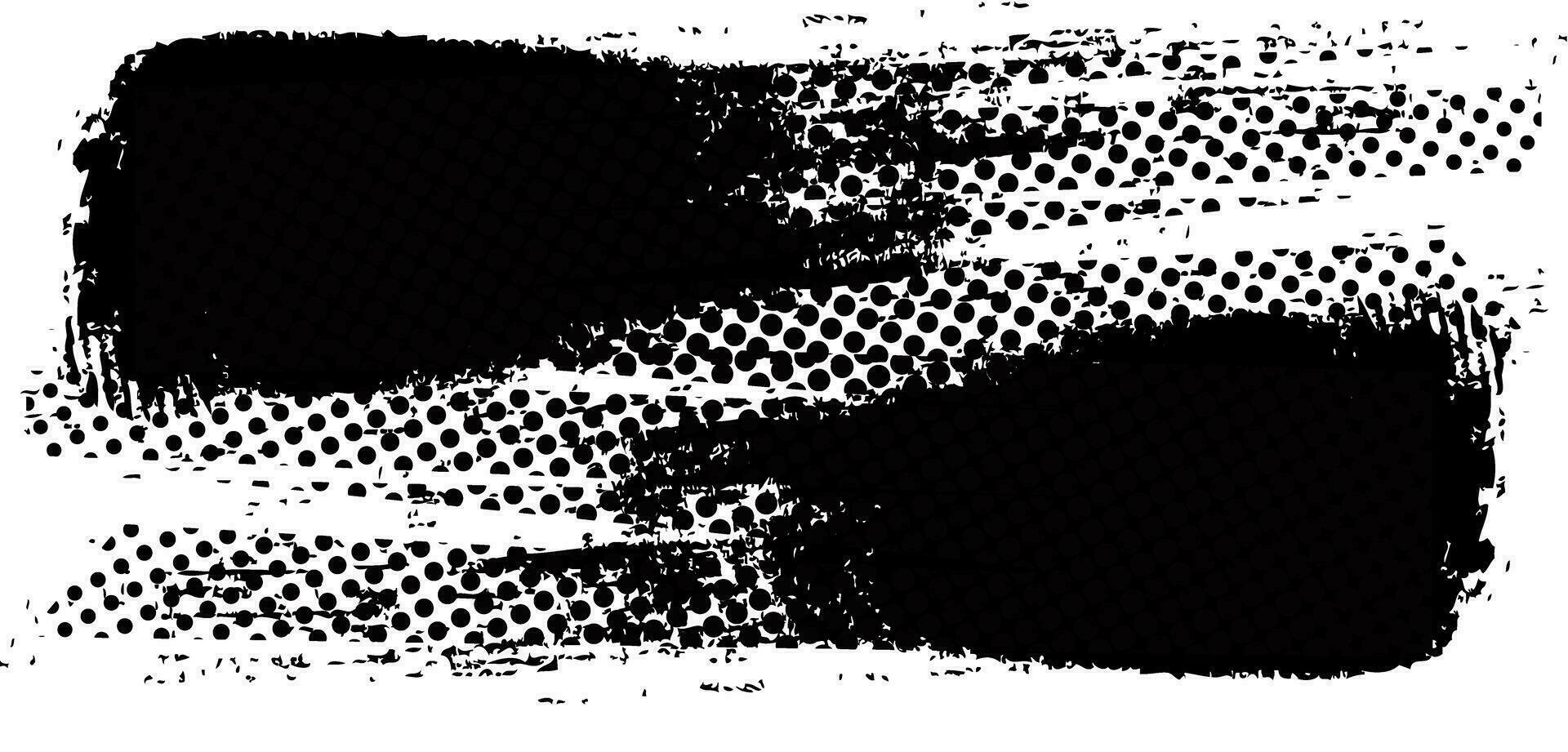 Black paintbrush splattered, abstract rough. Splash ink brush stroke, grunge style, halftone graphic texture. Vector stroke illustration