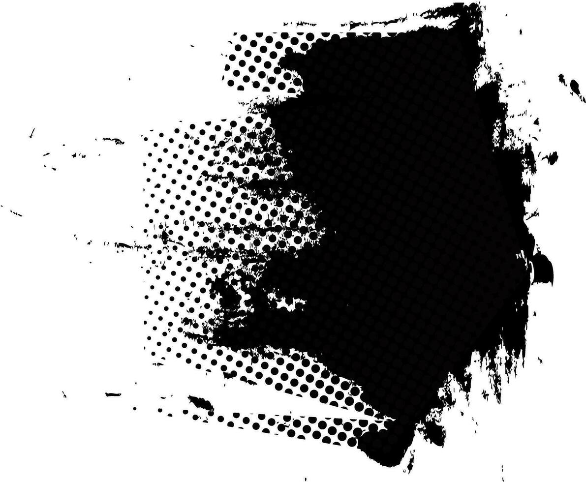 Black paintbrush splattered, abstract rough. Splash ink brush stroke, grunge style, halftone graphic texture. Vector stroke illustration