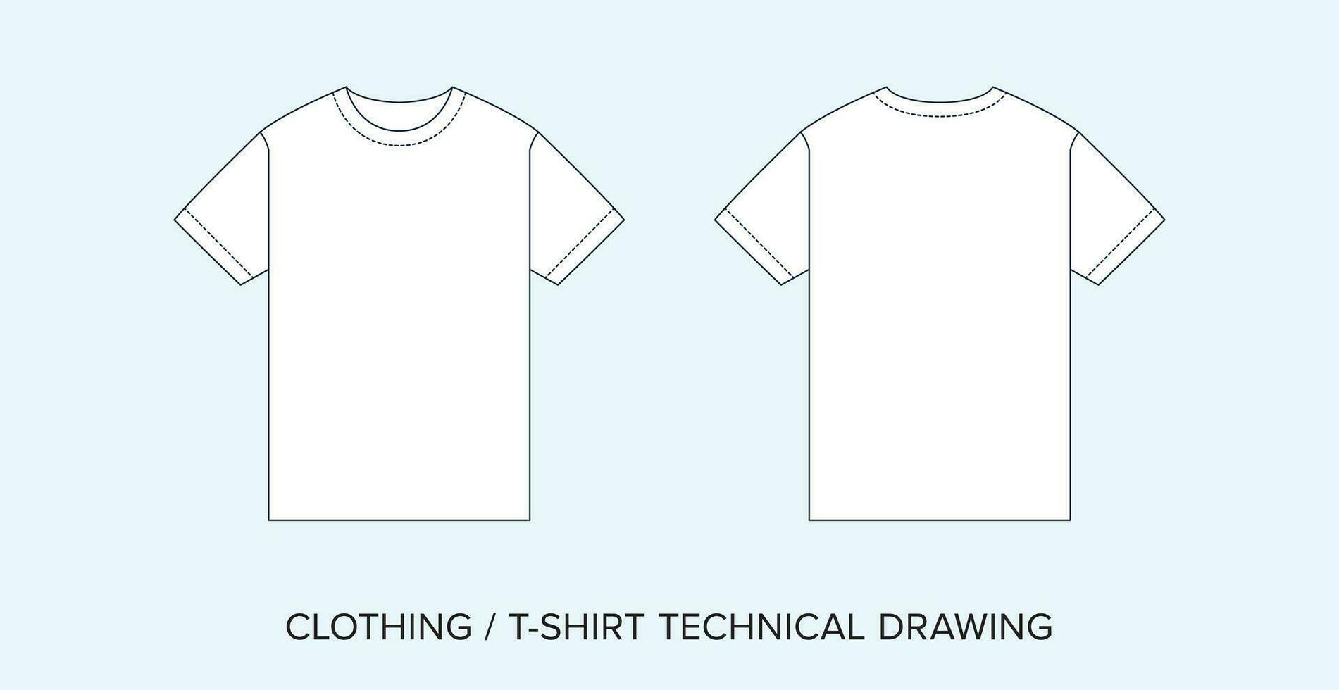 Tee Shirt, Technical Drawing, Apparel Blueprint for Fashion Designers vector
