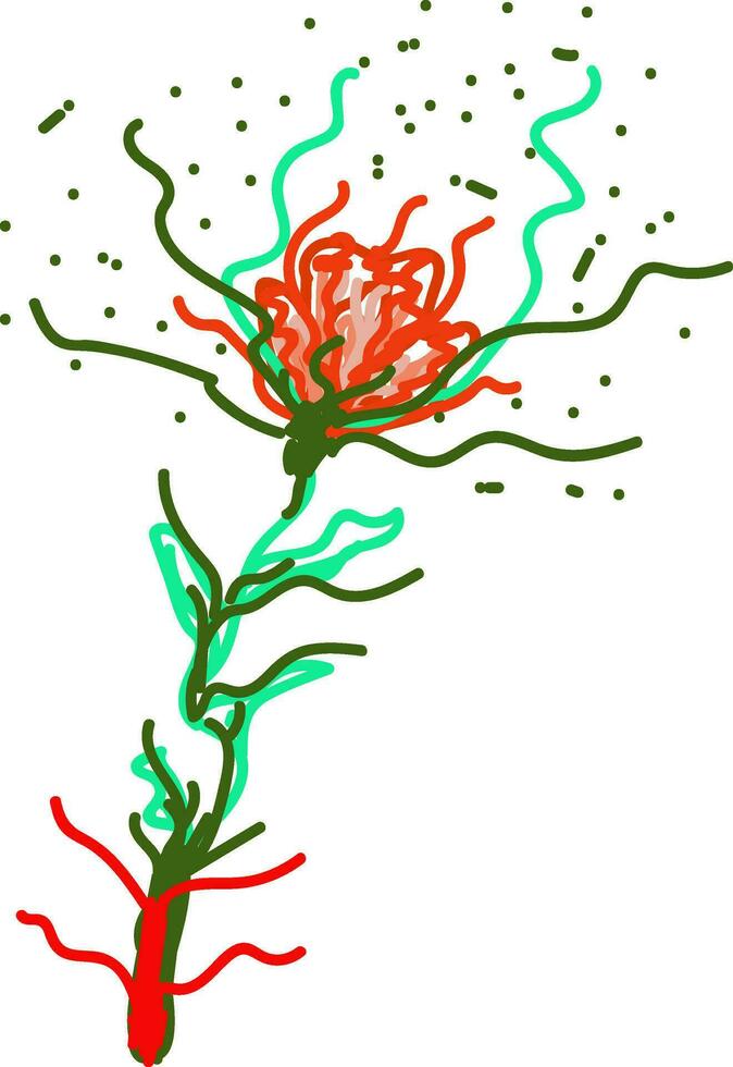 niño dibujo de un vistoso salvaje mínimo flor, vector o color ilustración
