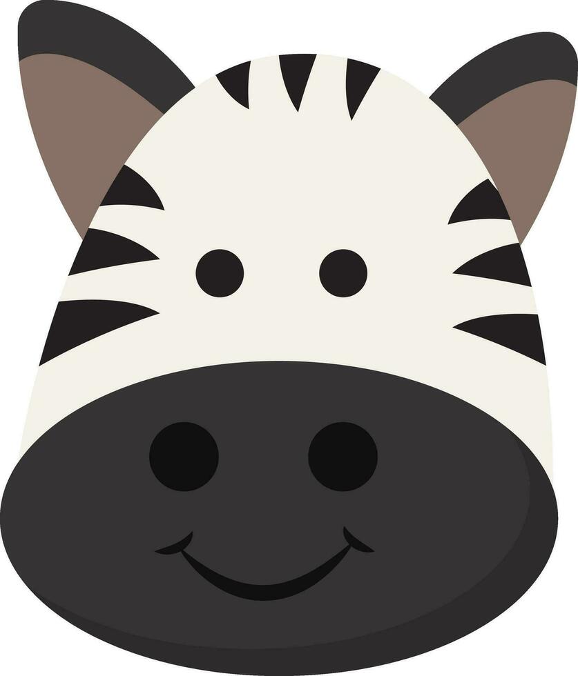 Emoji of the smiling cartoon face of a zebra, vector or color illustration