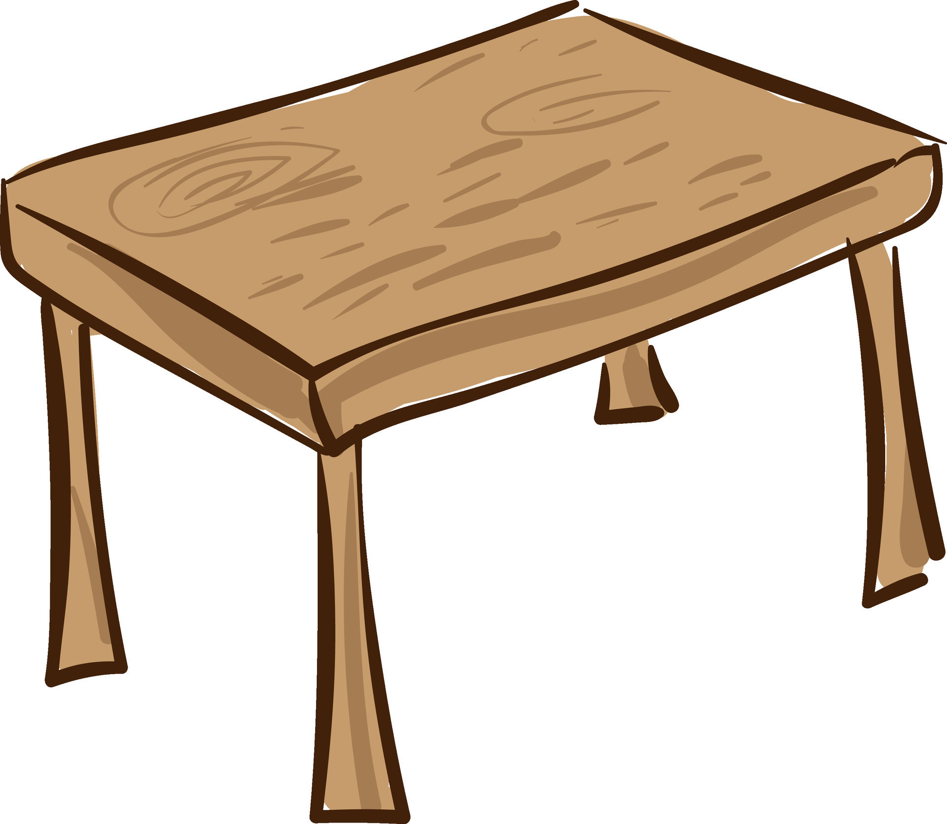 Drawing of a wooden dining table, vector or color illustration 35427425