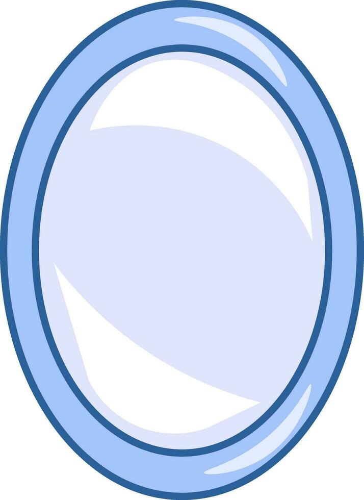 A blue oval mirror vector or color illustration