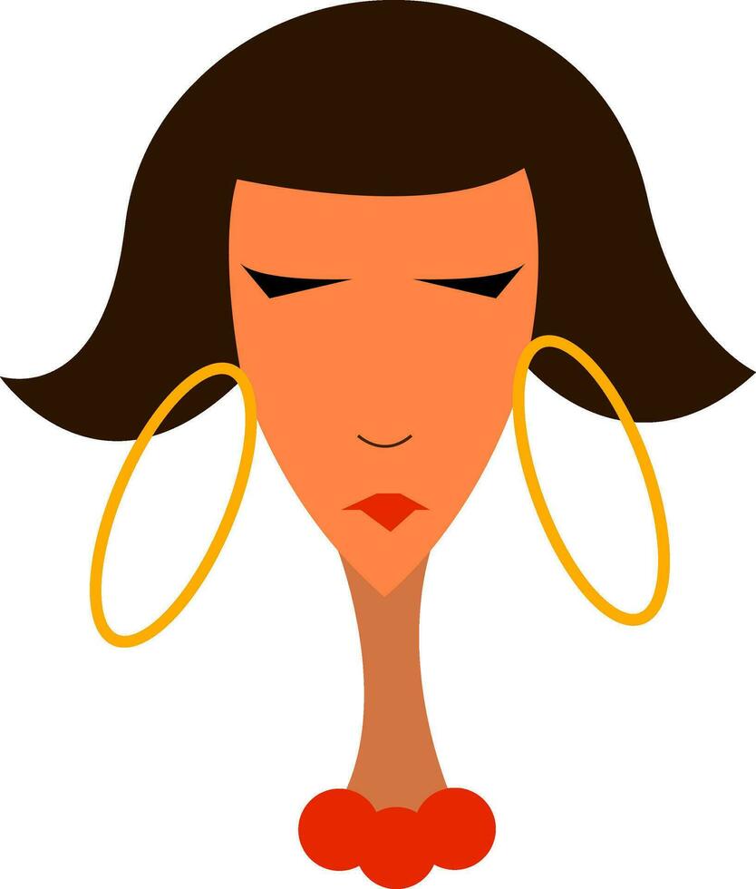 lady with necklace vector or color illustration
