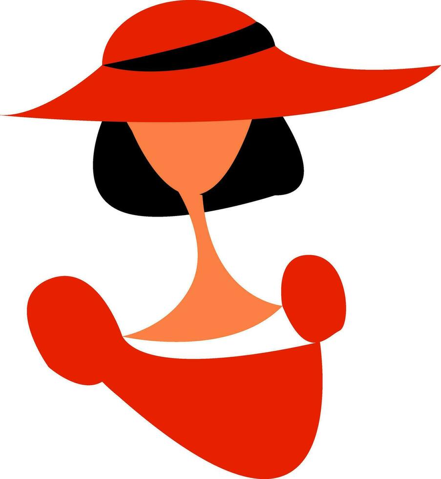 A lady with red hat vector or color illustration