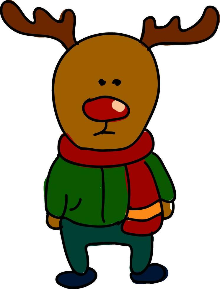 A deer wearing green trousers vector or color illustration