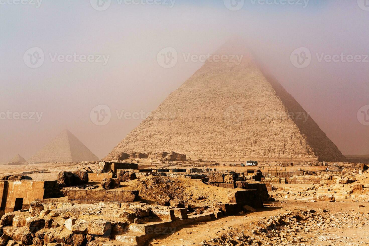 Famous Egyptian Pyramids of Giza. Landscape in Egypt. Pyramid in desert. Africa. Wonder of the World photo