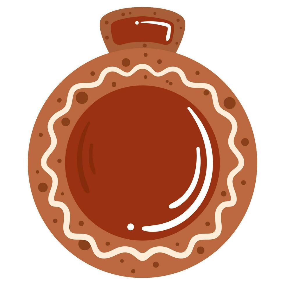 Winter traditional gingerbread cookie. Christmas tree ball shape with red and white glaze vector