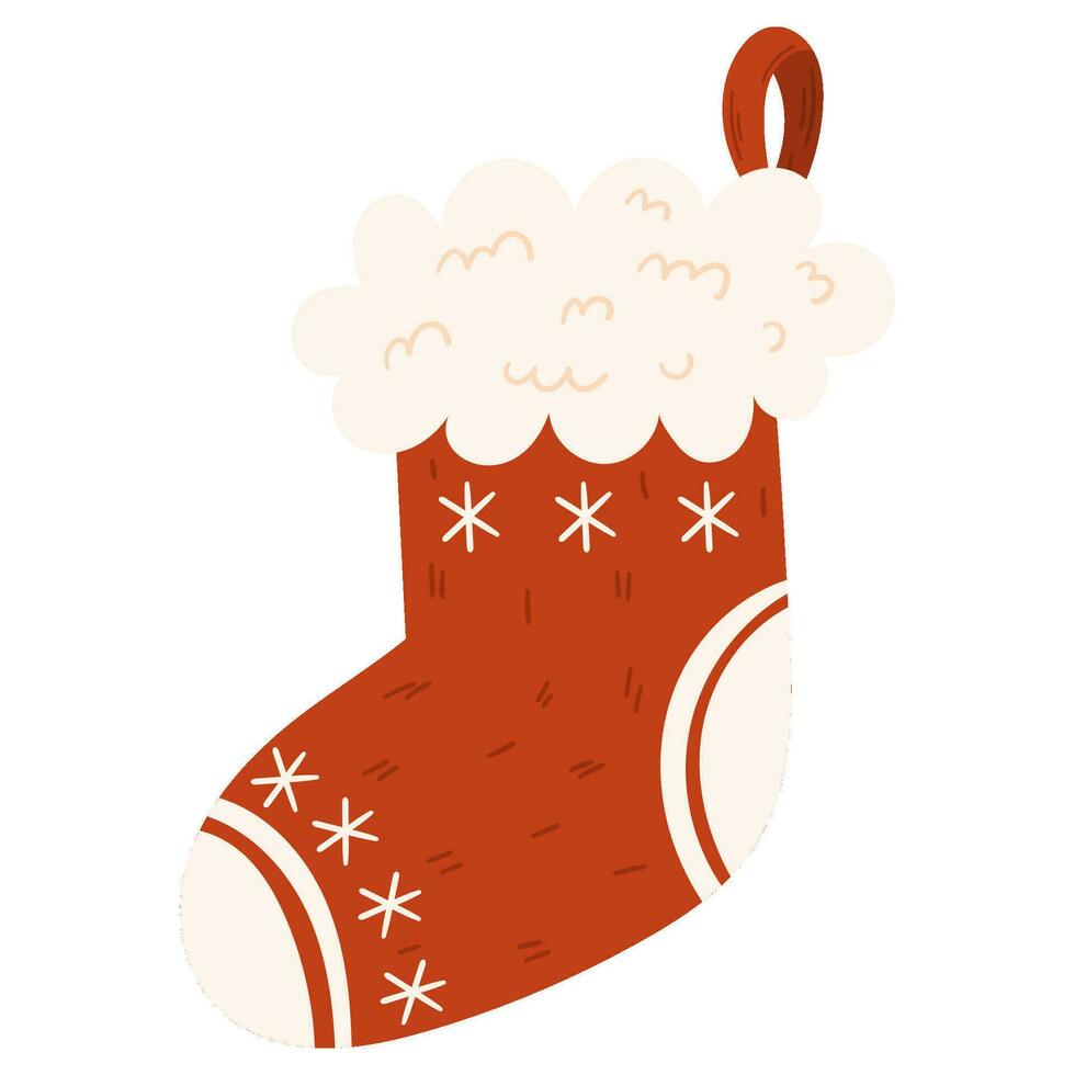 Red Christmas Sock for gifts with ornament vector