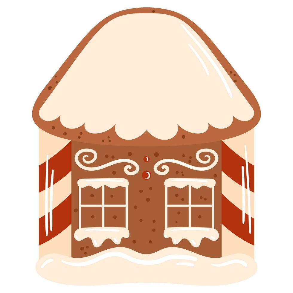 invierno tradicional pan de jengibre Galleta. casa con rojo y blanco vidriar vector