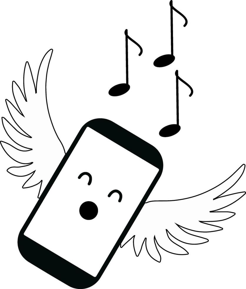 Clipart of the singing angel set isolated on white background, vector or color illustration