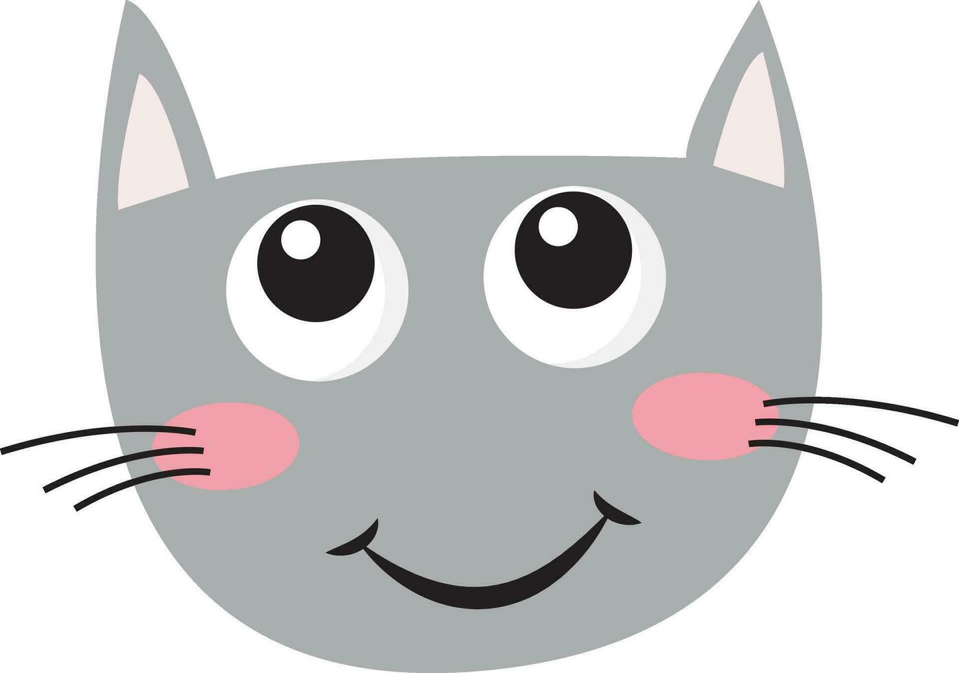 Clipart of the face of a smiling cat, vector or color illustration