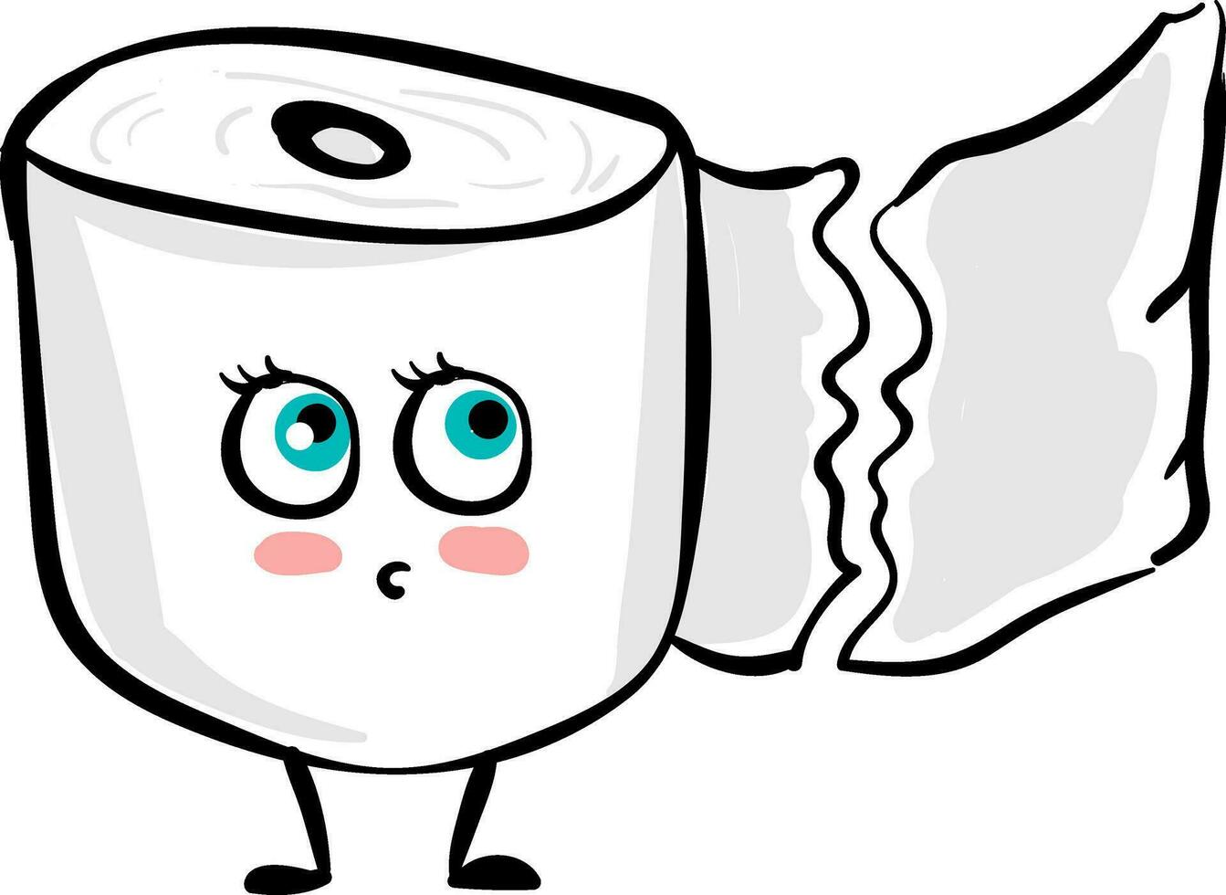 Emoji of a scared toilet paper, vector or color illustration