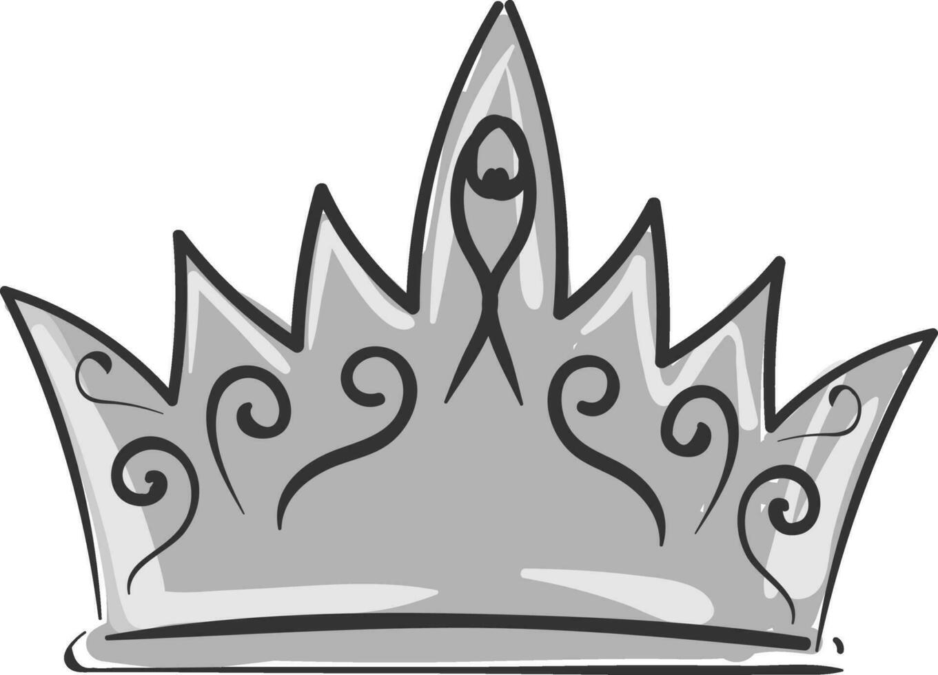 Painting of a silver crown, vector or color illustration