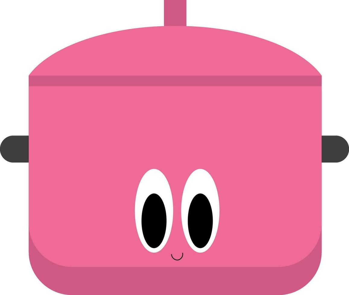 Emoji of a smiling saucepan in lovely pink, vector or color illustration